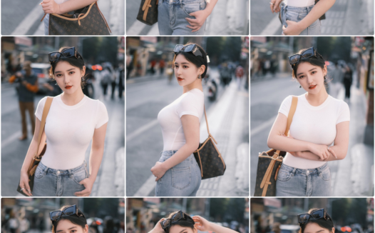 牛仔裤拍照,8个动作,拍照气质大方,上镜出片身材好