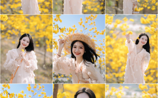 黄风铃拍照，13个拍照动作，温柔漂亮有气质、上镜又出片